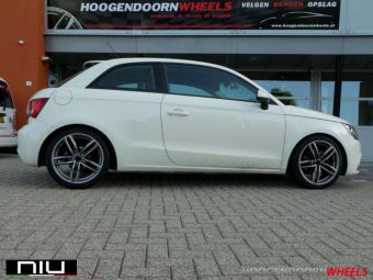 NIU WHEELS INGOLSTADT ANTARCIET GEPOLIJST IN 17 INCH GEMONTEERD ONDER EEN AUDI A1